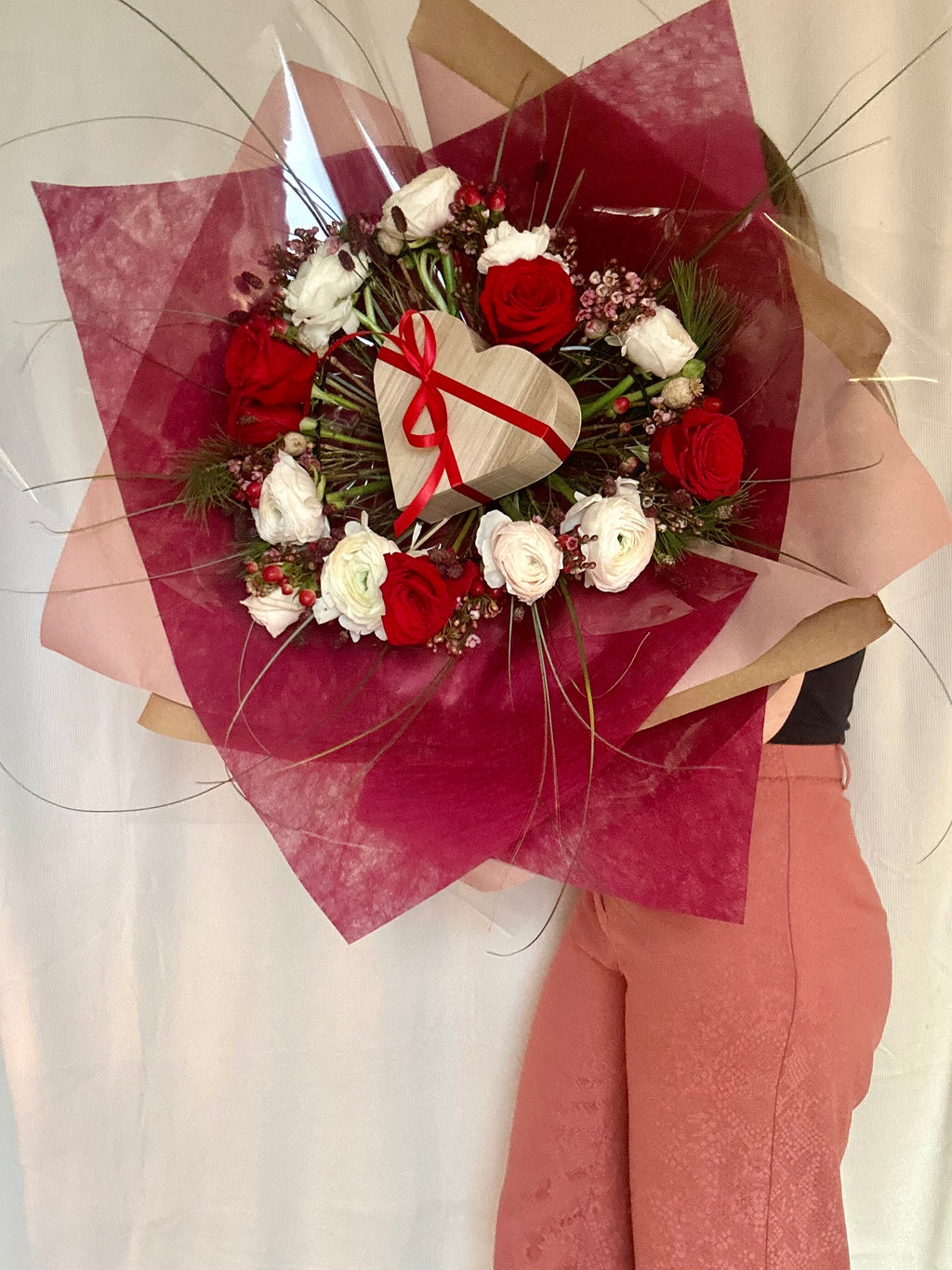 Bouquet signature coeur rouge