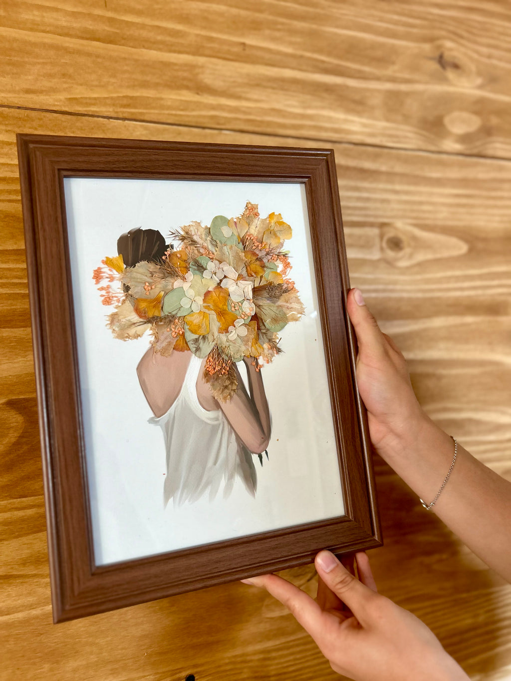 Cadre illustration fleurs séchées