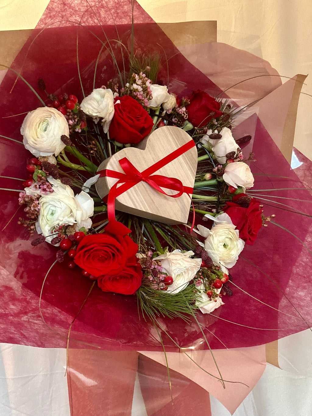 Bouquet signature coeur rouge