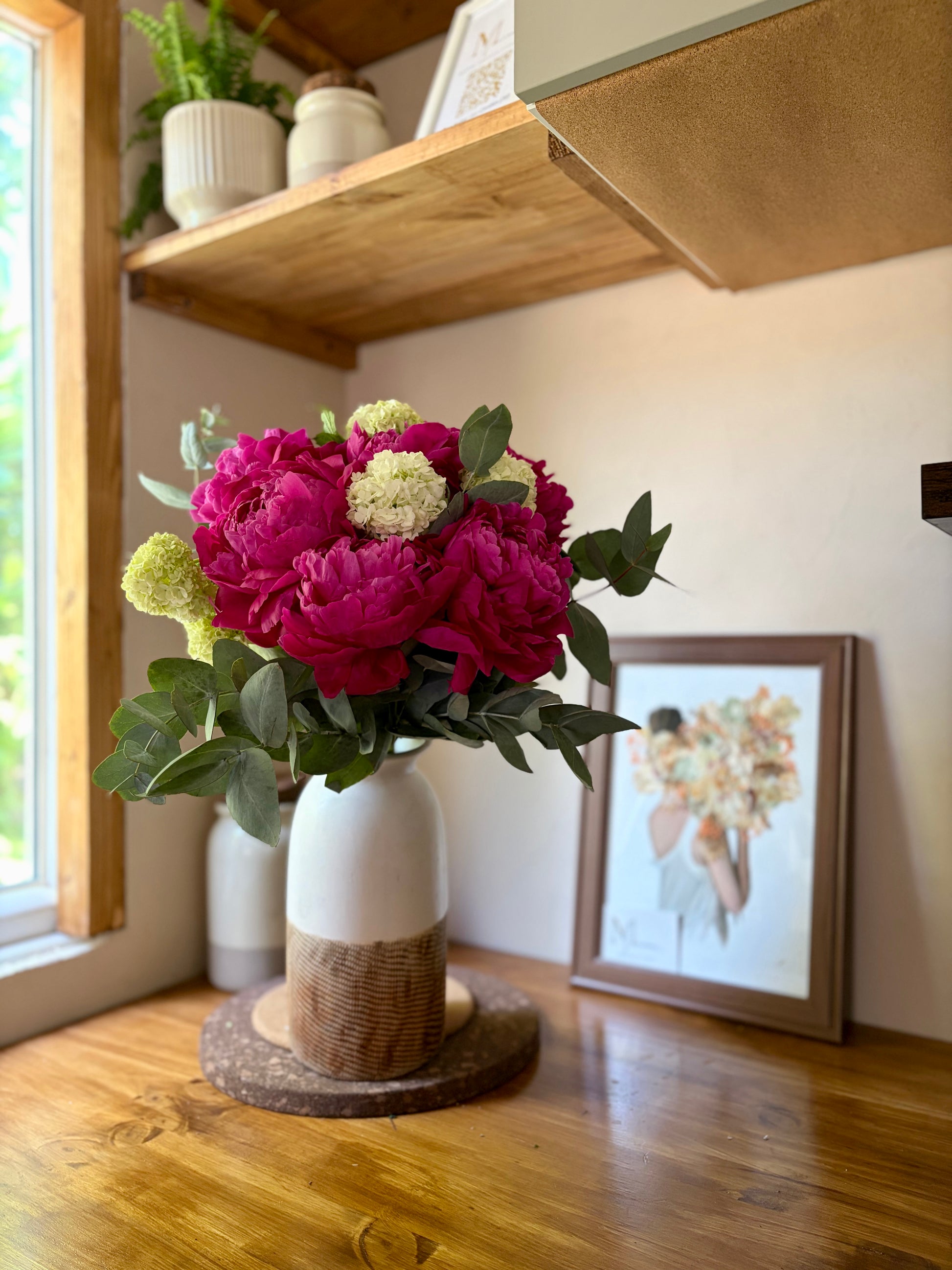 Bouquet pivoines rose fushia