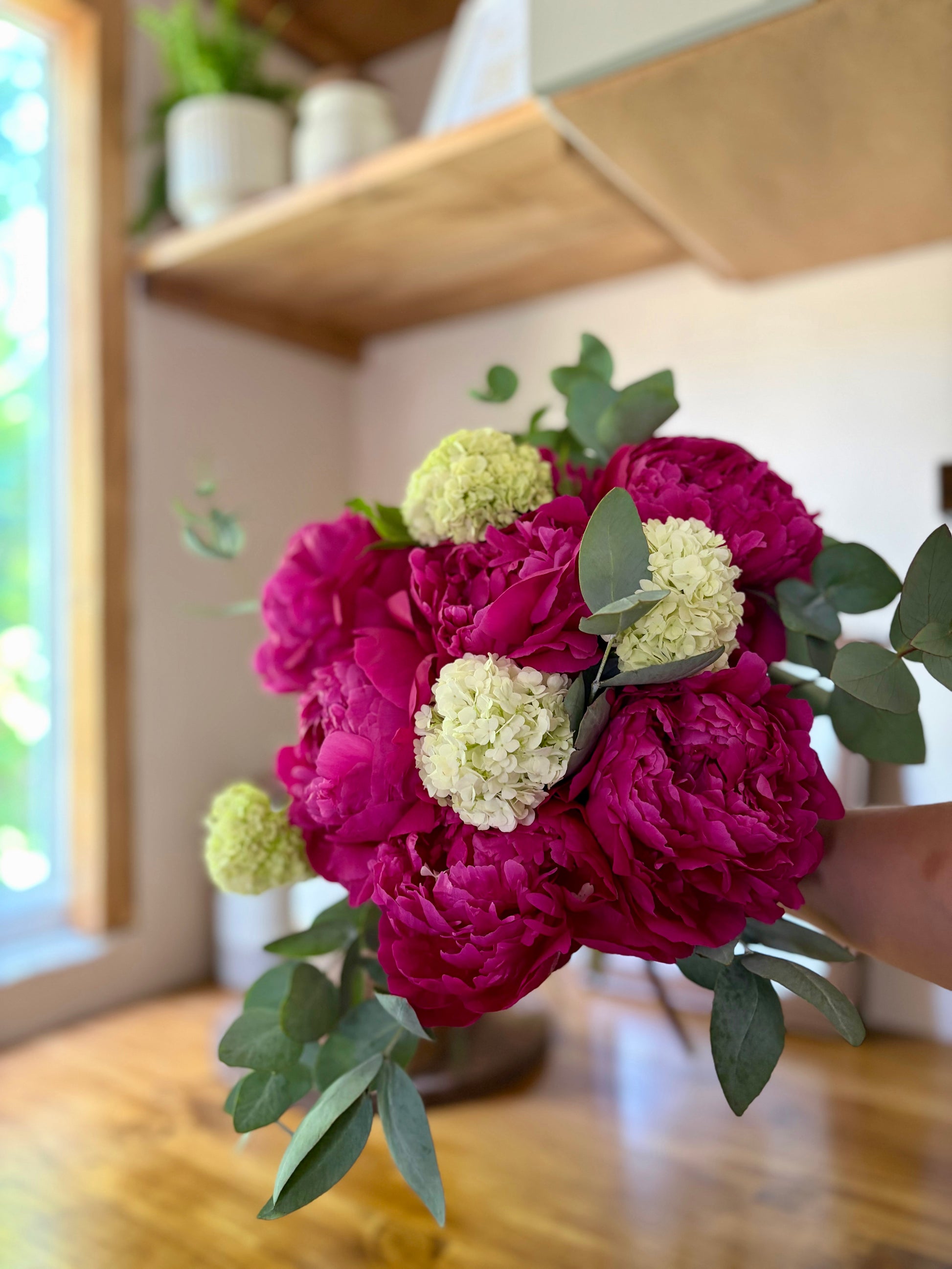 Bouquet pivoines rose fushia