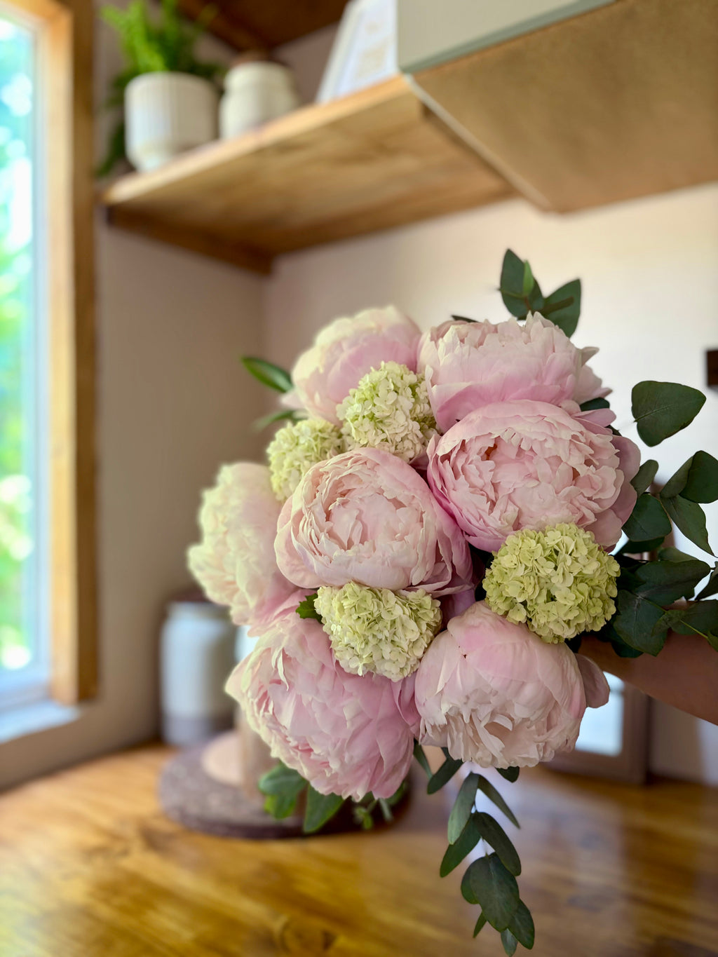 Bouquet pivoines rose pastel