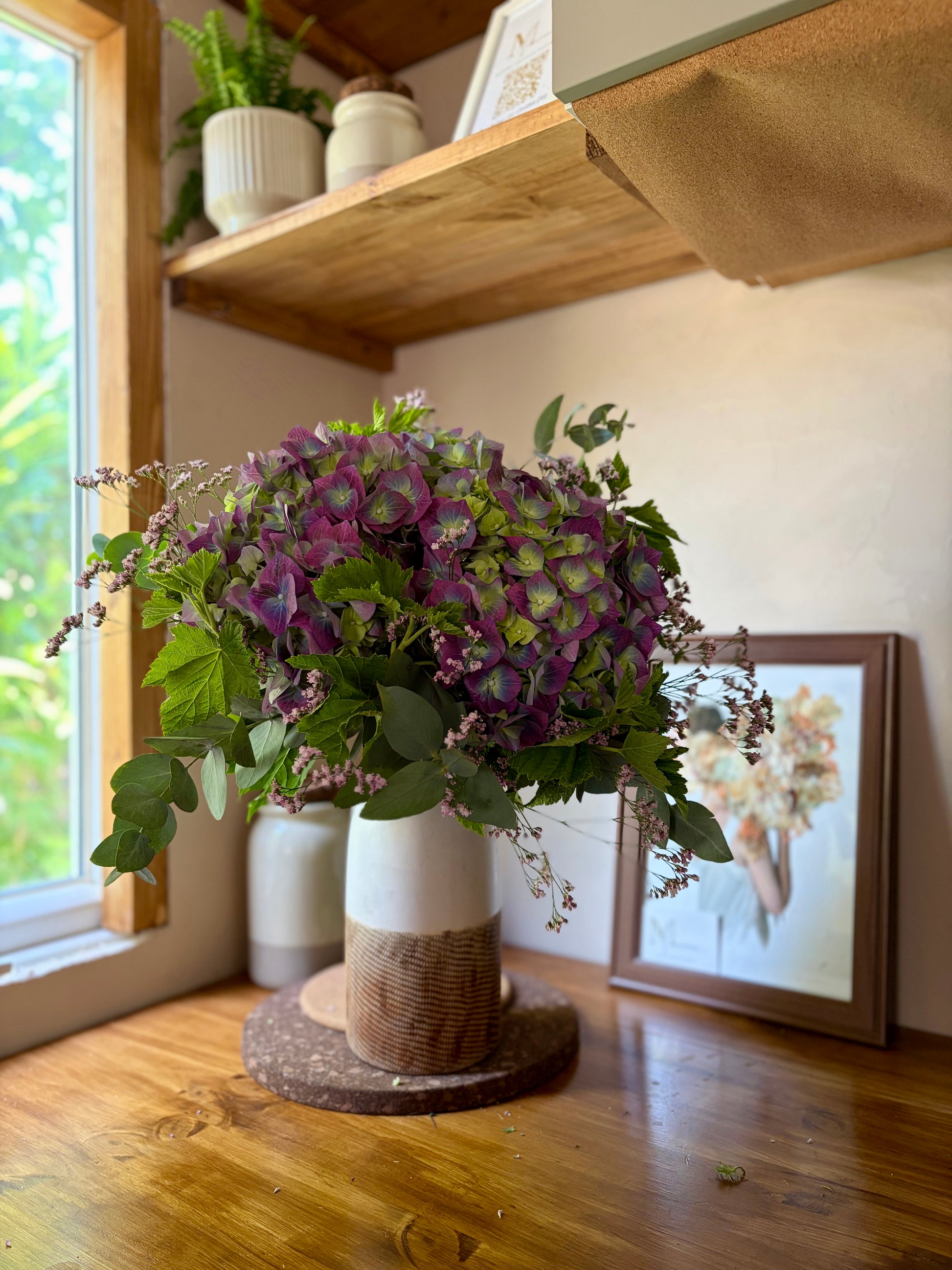 Bouquet hortensia mauve