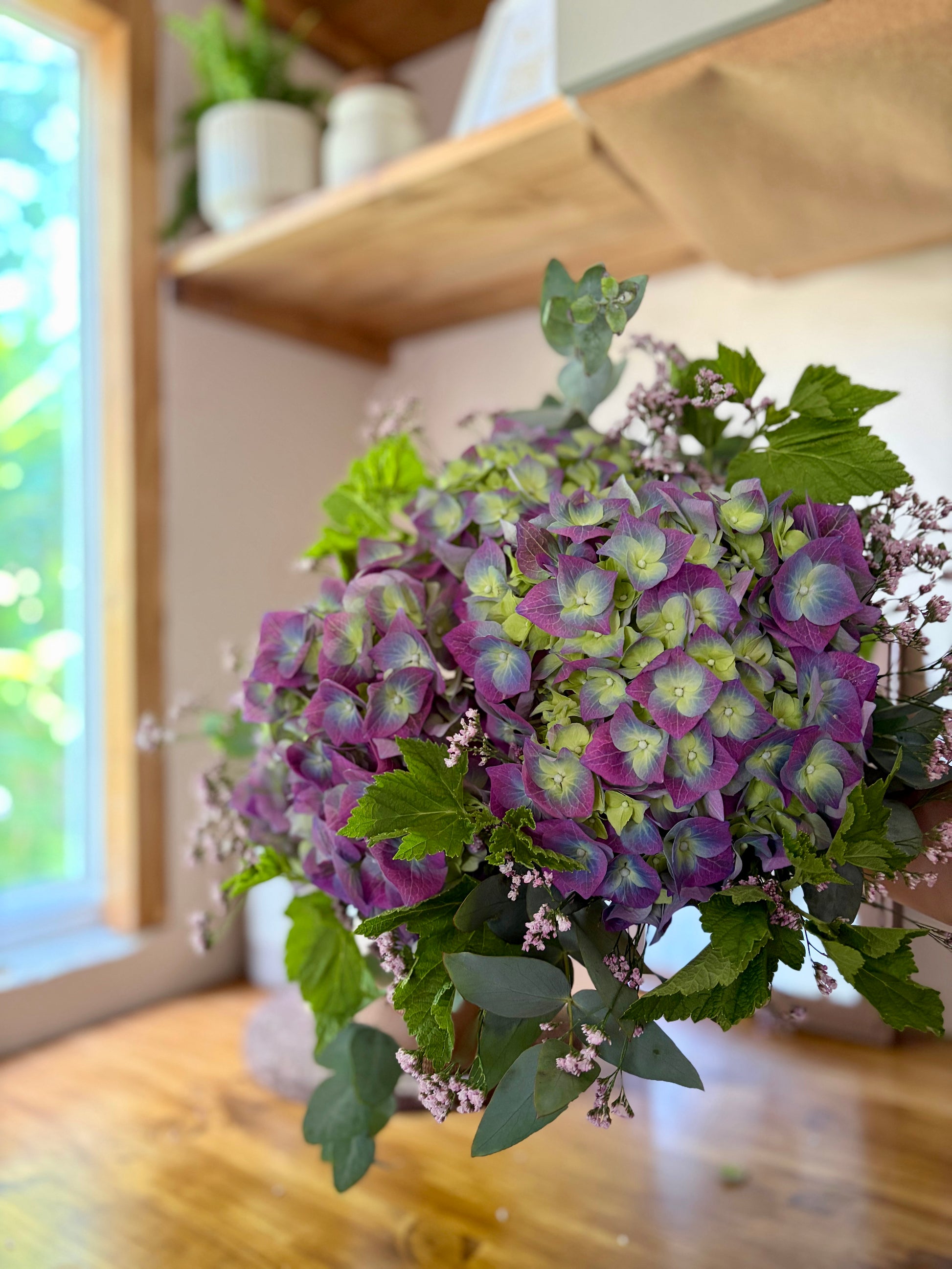 Bouquet hortensia mauve